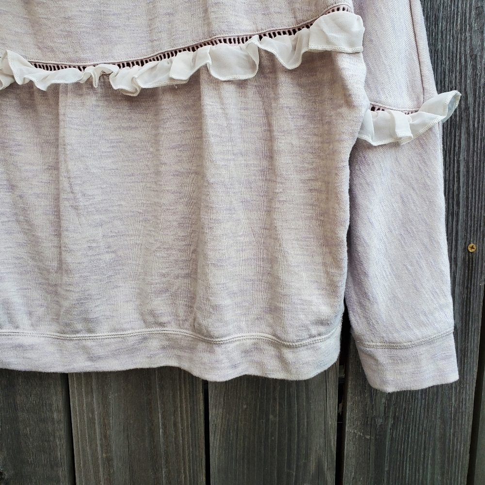 ❤️Anthropologie Love Sam Ruffled Pullover Sweatshirt Top - Picture 3 of 7